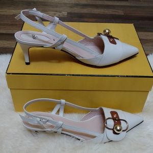 Fendi sling back kitten heels